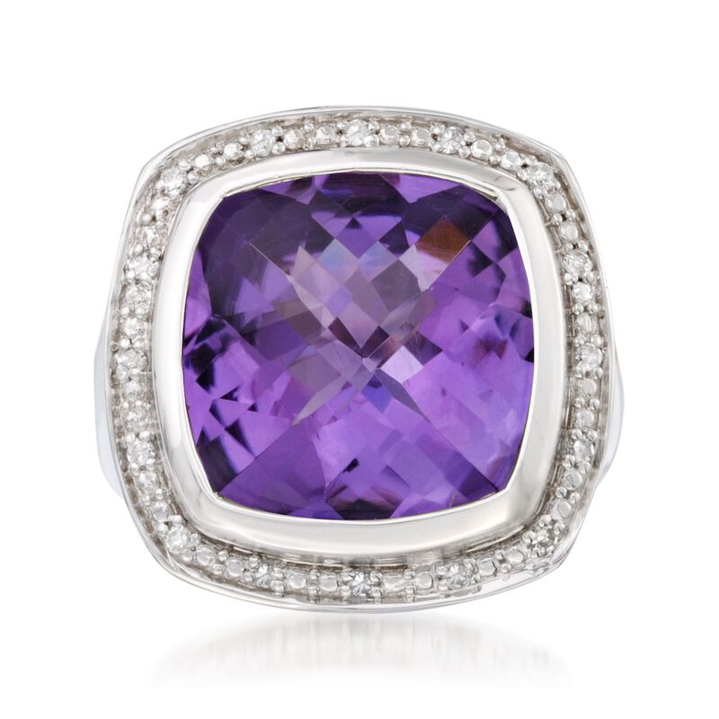 9.10 Carat Amethyst and .10 ct. t.w. Diamond Ring in Sterling Silver image number 0