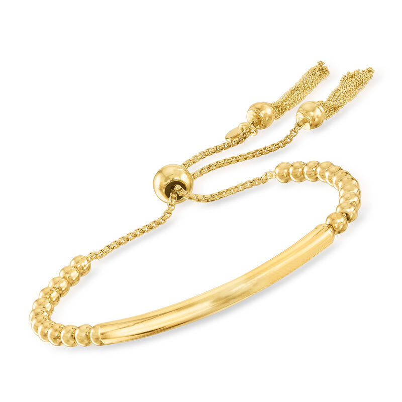 Italian 18kt Gold Over Sterling Bead Bolo Bracelet image number 0