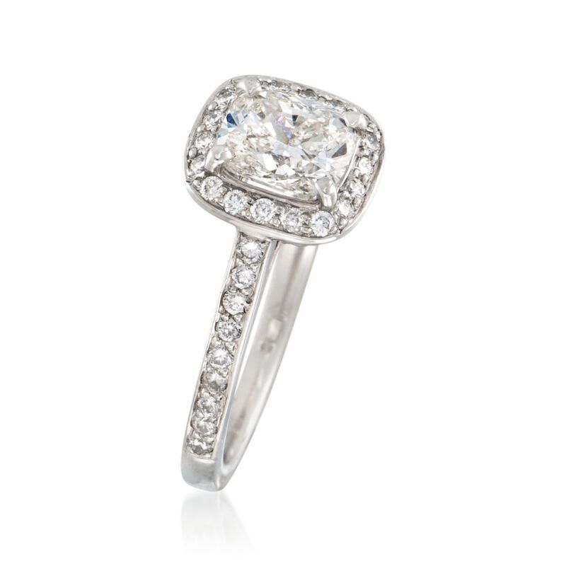1.42 ct. t.w. Certified Diamond Halo Engagement Ring in Platinum image number 2