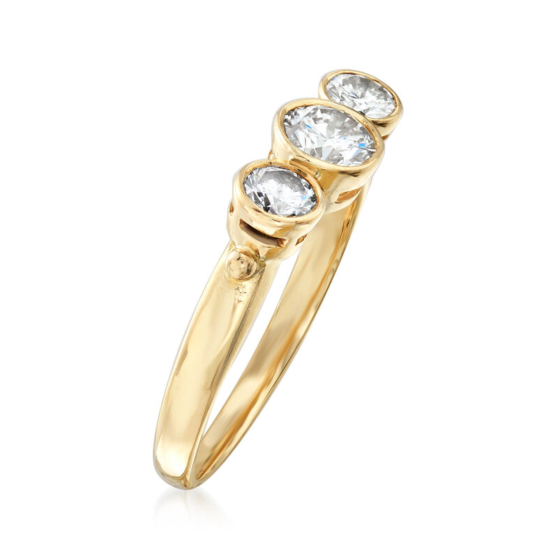 C. 1980 Vintage .60 ct. t.w. Diamond Bezel-Set Ring in 14kt Yellow Gold image number 2