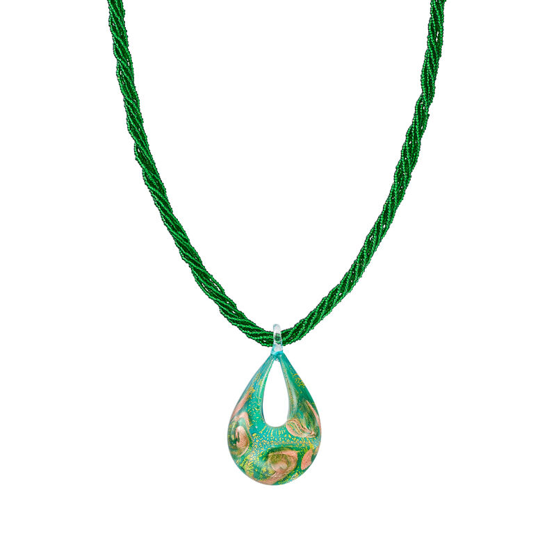 Italian Murano Glass Bead Six-Strand Pendant Necklace in 18kt Gold Over Sterling image number 4