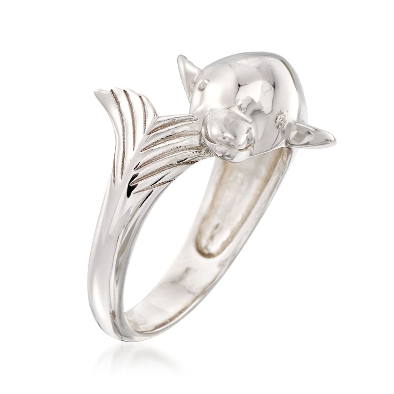 Sterling Silver Dolphin Bypass Ring image number 2