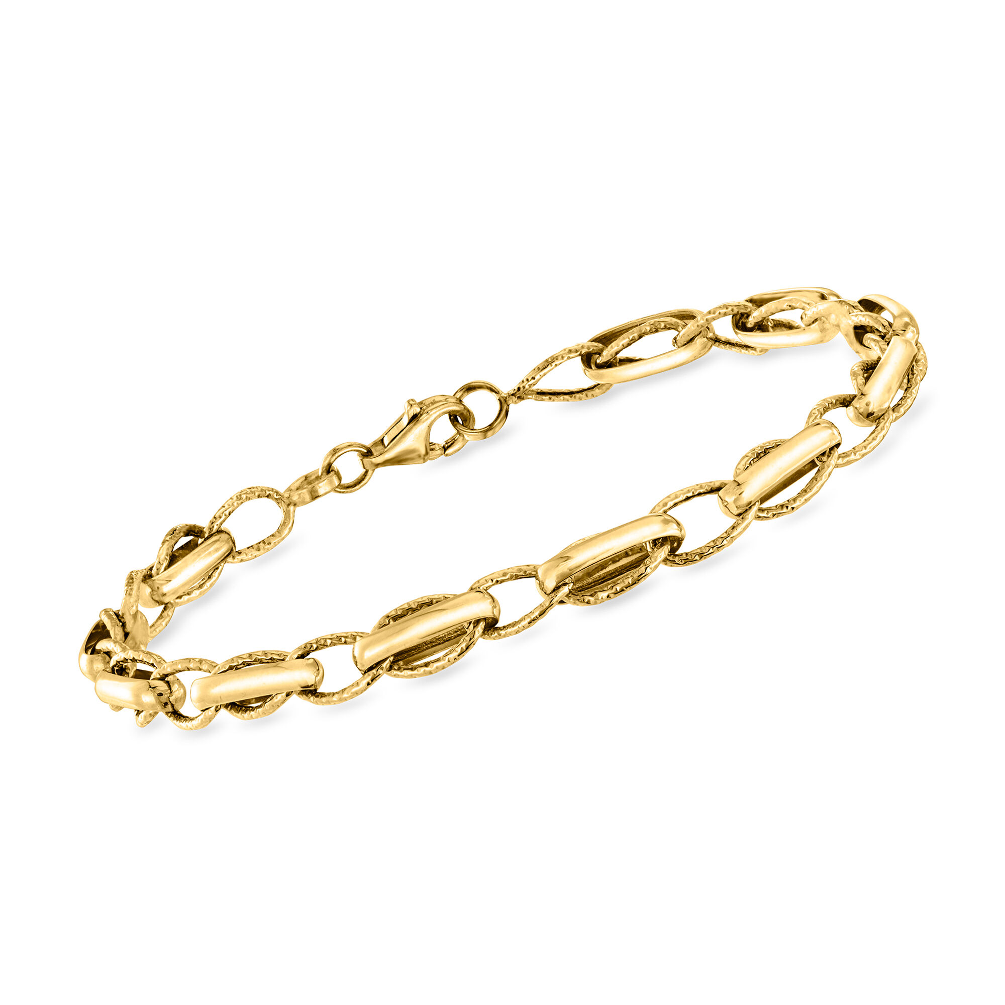 14kt Yellow Gold Overlapping-Link Bracelet. 7