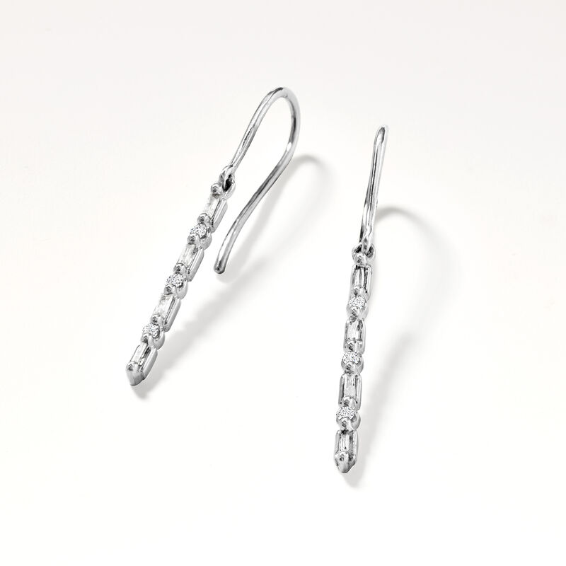 .10 ct. t.w. Diamond Linear Drop Earrings in Sterling Silver image number 3