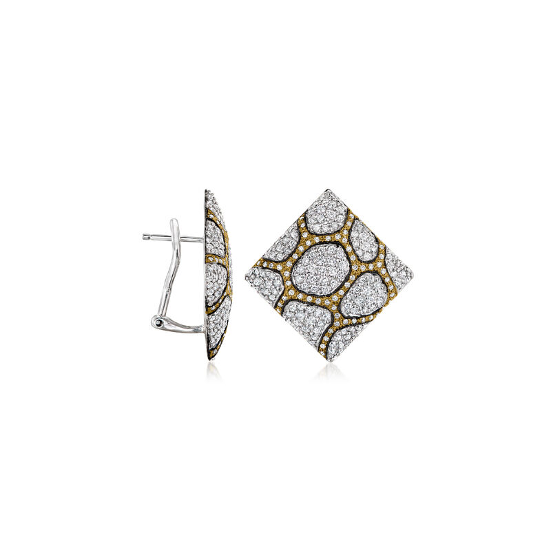 C. 2000 Vintage 3.50 ct. t.w. Diamond Giraffe-Print Earrings in 18kt Two-Tone Gold  image number 2