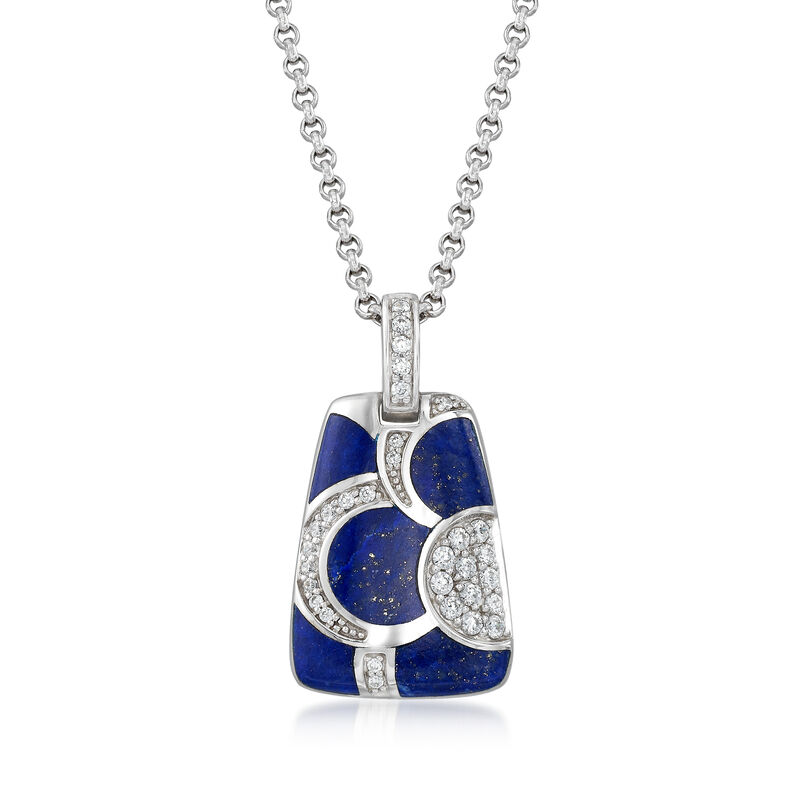 Belle Etoile &quot;Adina&quot; Lapis and .45 ct. t.w. CZ Pendant in Sterling Silver image number 0