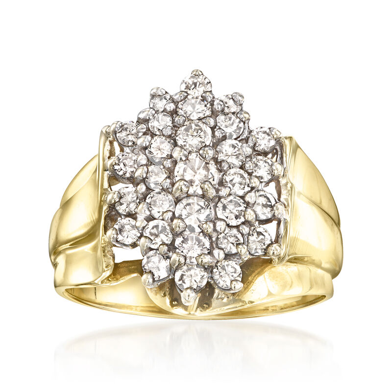 C. 1980 Vintage 1.00 ct. t.w. Diamond Cluster Ring in 10kt Yellow Gold. Size 7.25 image number 0
