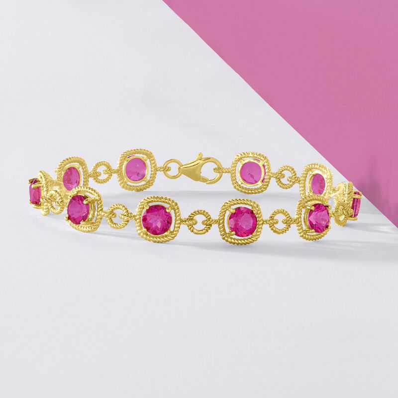9.00 ct. t.w. Pink Topaz Bracelet in 18kt Gold Over Sterling image number 2