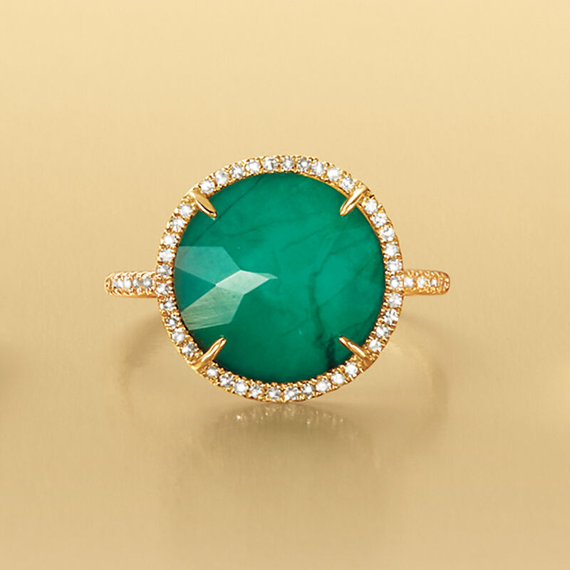 Emerald Triplet and .18 ct. t.w. Diamond Ring in 14kt Yellow Gold image number 3