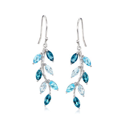 3.90 ct. t.w. Tonal Blue Topaz Vine Drop Earrings in Sterling Silver