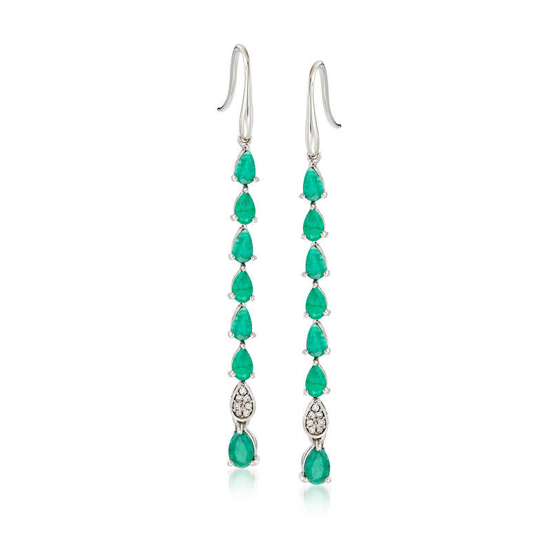 3.20 ct. t.w. Emerald Drop Earrings with Diamond Accents in Sterling Silver image number 0