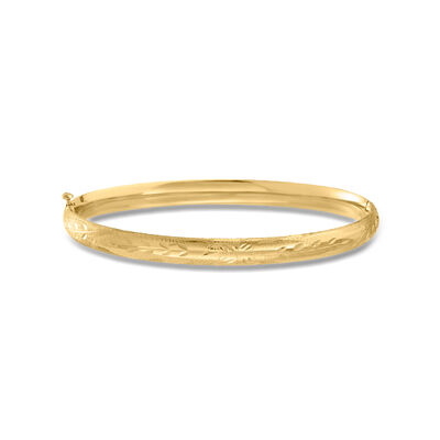 Child's 14kt Yellow Gold Floral Bangle Bracelet