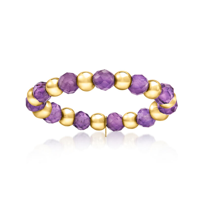 .90 ct. t.w. Amethyst Bead Stretch Ring with 14kt Yellow Gold image number 0