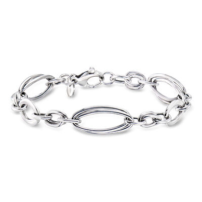Italian Sterling Silver Interlocking Oval-Link Bracelet
