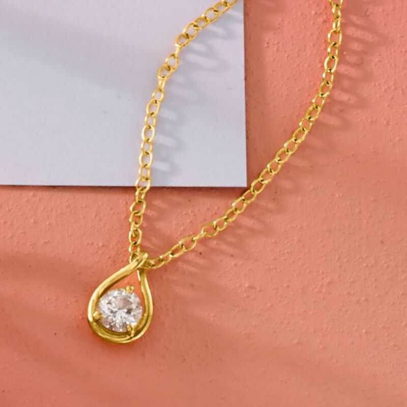 .25 Carat Lab-Grown Diamond Twisted Pendant Necklace in 18kt Gold Over Sterling. 16" image number 2
