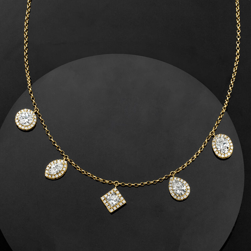 5.00 ct. t.w. Lab-Grown Diamond Multi-Shaped Station Necklace in 14kt Yellow Gold image number 2