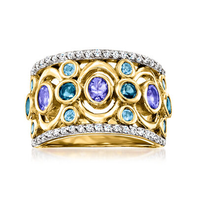 1.80 ct. t.w. Multi-Gemstone Ring in 18kt Gold Over Sterling