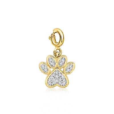 .10 ct. t.w. Diamond Paw Print Charm in 18kt Gold Over Sterling