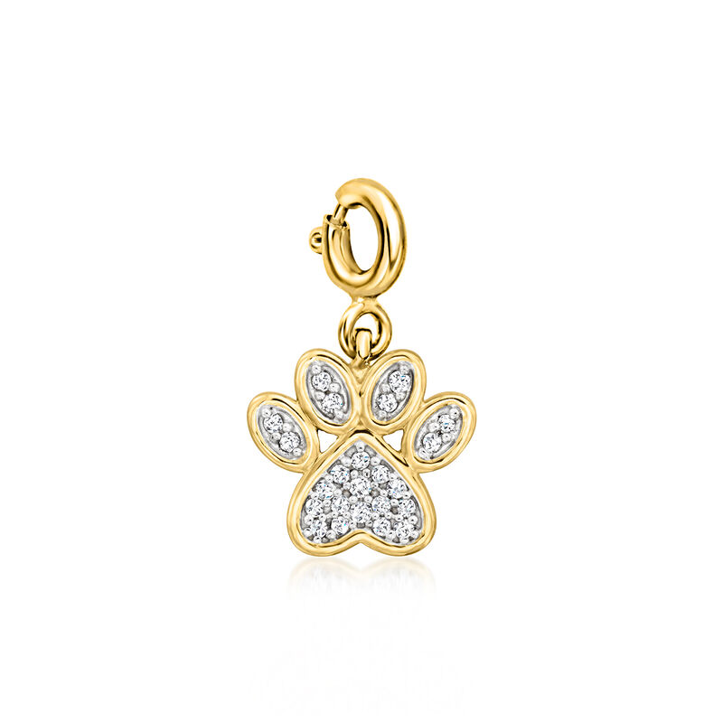 .10 ct. t.w. Diamond Paw Print Charm in 18kt Gold Over Sterling  image number 1