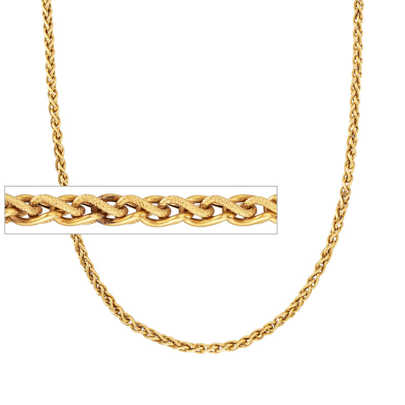 C. 1980 Vintage 18kt Yellow Gold Wheat Chain Necklace image number 0