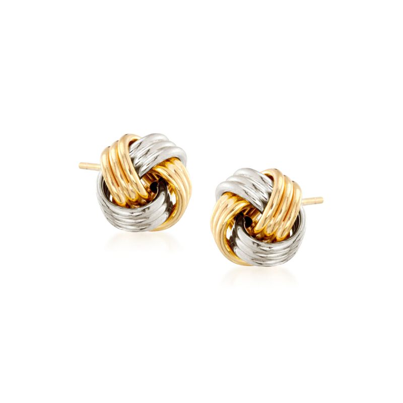 14kt Two-Tone Gold Love Knot Stud Earrings image number 0