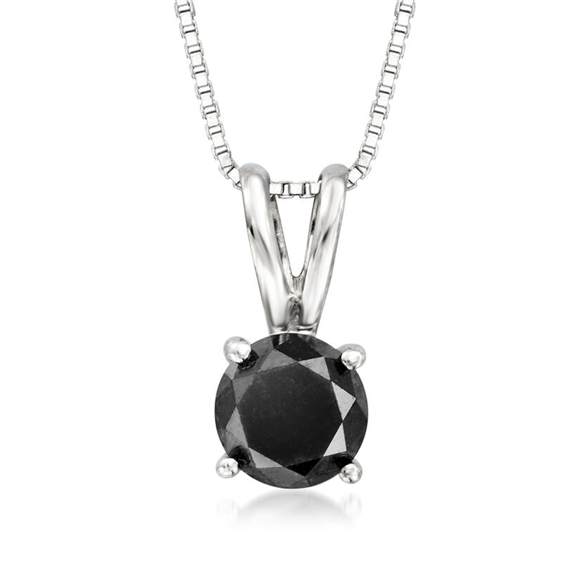 1.00 Carat Black Diamond Solitaire Necklace in Sterling Silver image number 0