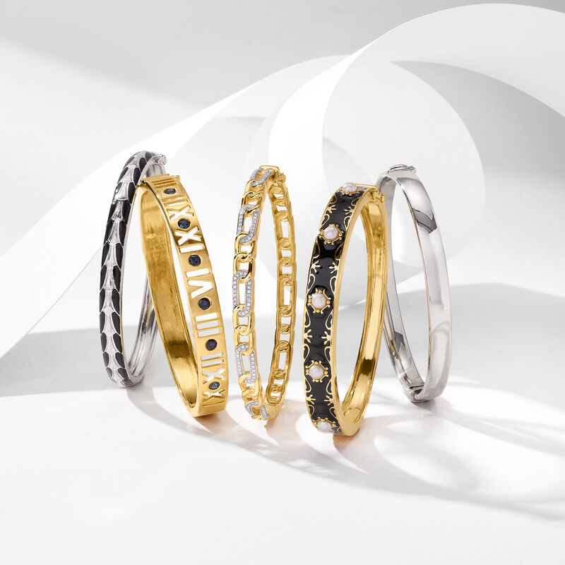 &quot;West End Stack&quot; of Five Bangle Bracelets in Two-Tone Sterling Silver image number 7