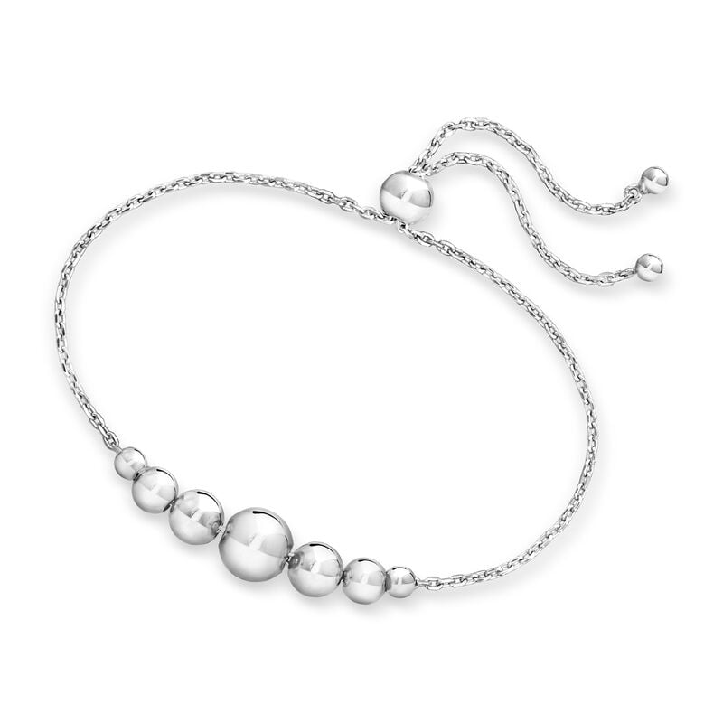 Italian 3.5-8mm Sterling Silver Graduated Bead Bolo Bracelet  image number 2