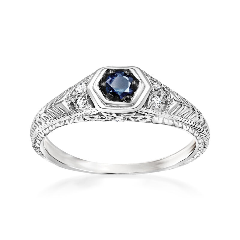 .18 Carat Blue Diamond Ring with White Diamonds in Sterling Silver image number 0