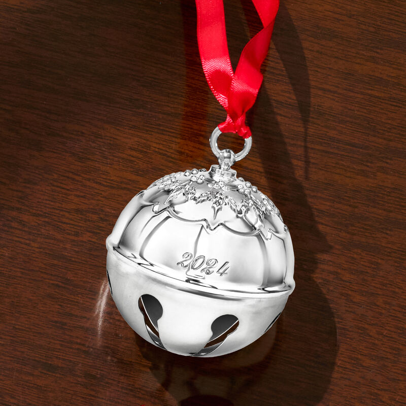 Reed & Barton 2024 Annual Silver Plate Holly Bell Ornament - 49th Edition image number 2