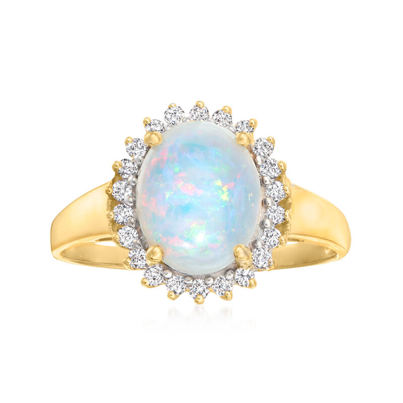 Opal and .21 ct. t.w. Diamond Ring in 14kt Yellow Gold image number 0