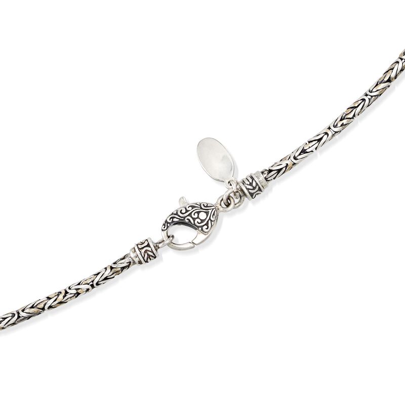 2.5mm Sterling Silver Round Byzantine Chain Necklace. 16&quot; image number 2