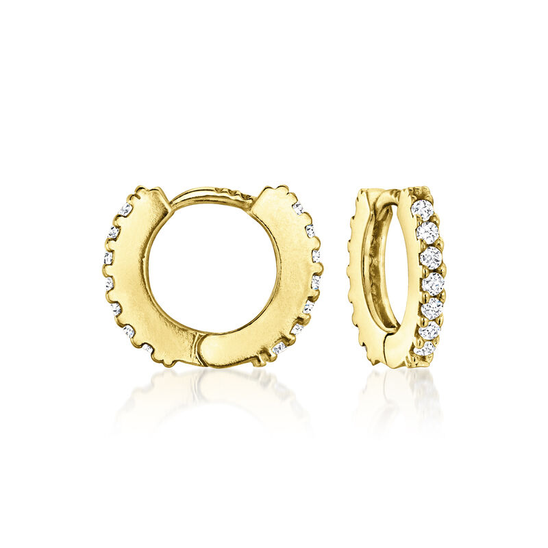 Italian 1.40 ct. t.w. CZ Jewelry Set: Three Pairs of Earrings in 18kt Gold Over Sterling. 3/8-5/8&quot; image number 6