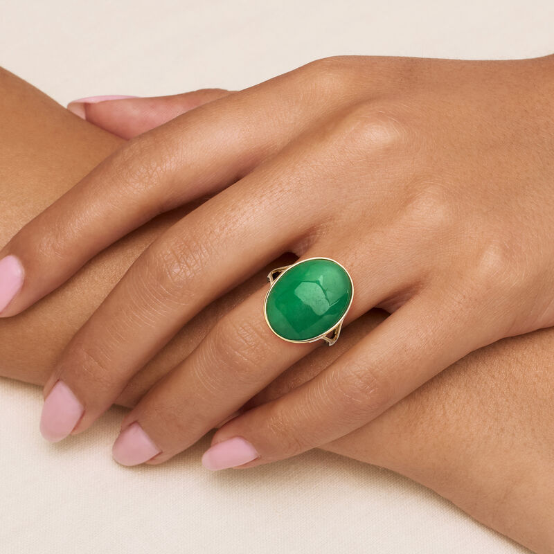 Jade Ring in 14kt Yellow Gold image number 1