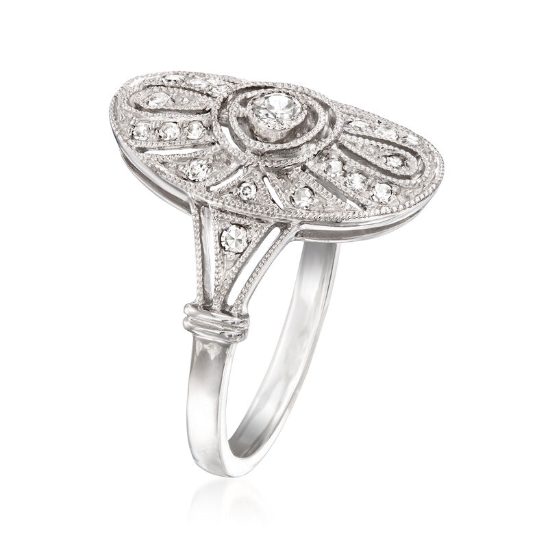 C. 2000 Vintage .30 ct. t.w. Diamond Filigree Ring in Platinum. Size 6.5 image number 2