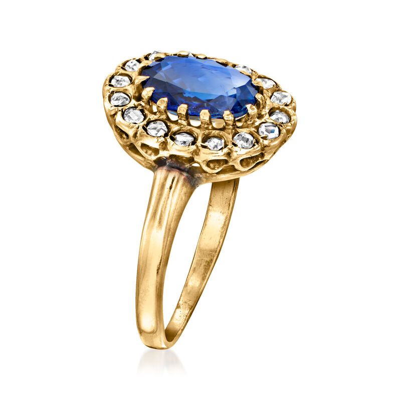 C. 1930 Vintage 1.38 Carat Sapphire Ring with .25 ct. t.w. Diamonds in 14kt Yellow Gold. Size 5 image number 2