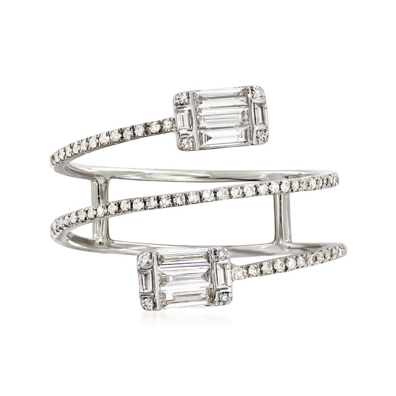 .47 ct. t.w. Baguette and Round Diamond Wrap Ring in 18kt White Gold image number 0