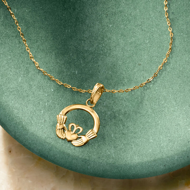 10kt Yellow Gold Claddagh Pendant  image number 2