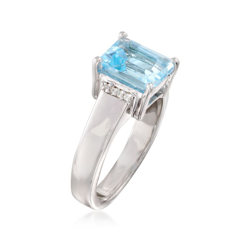 2.40 Carat Blue Topaz Ring with White Topaz Accents in Sterling Siler image number 2