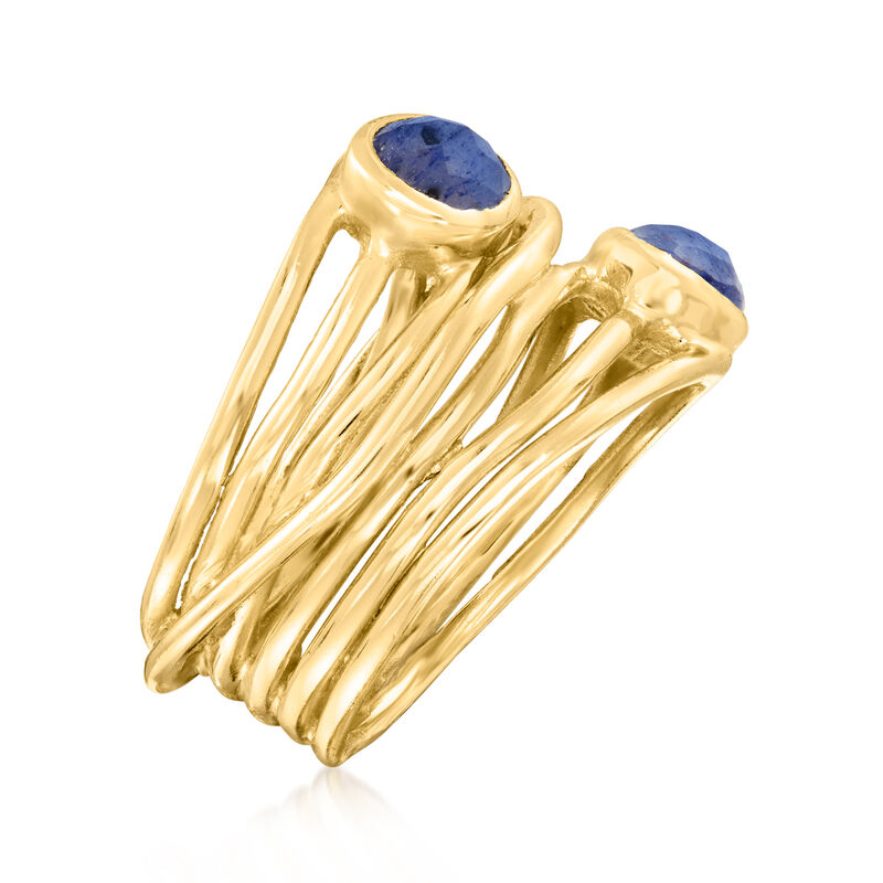 1.40 ct. t.w. Sapphire Highway Ring in 18kt Gold Over Sterling image number 2