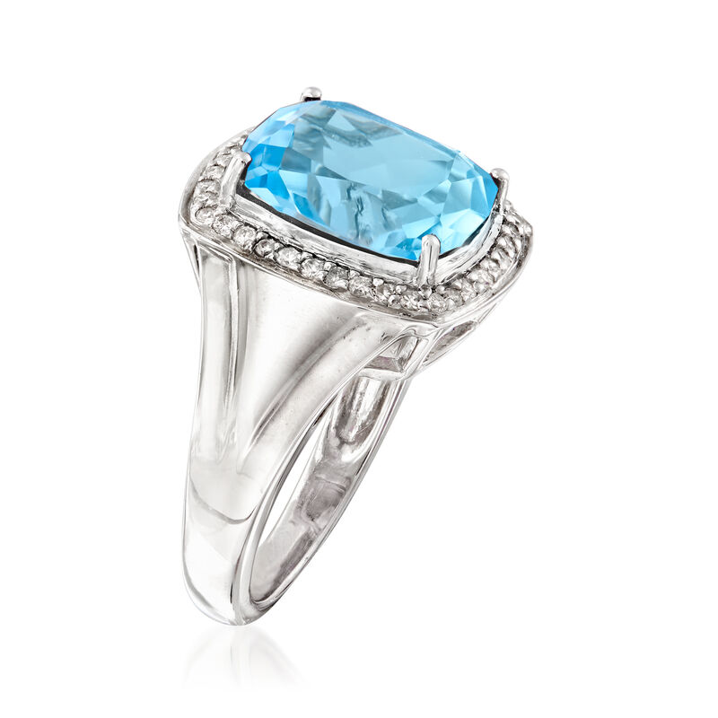 4.70 Carat Sky Blue Topaz and .24 ct. t.w. Diamond Ring in Sterling Silver image number 2