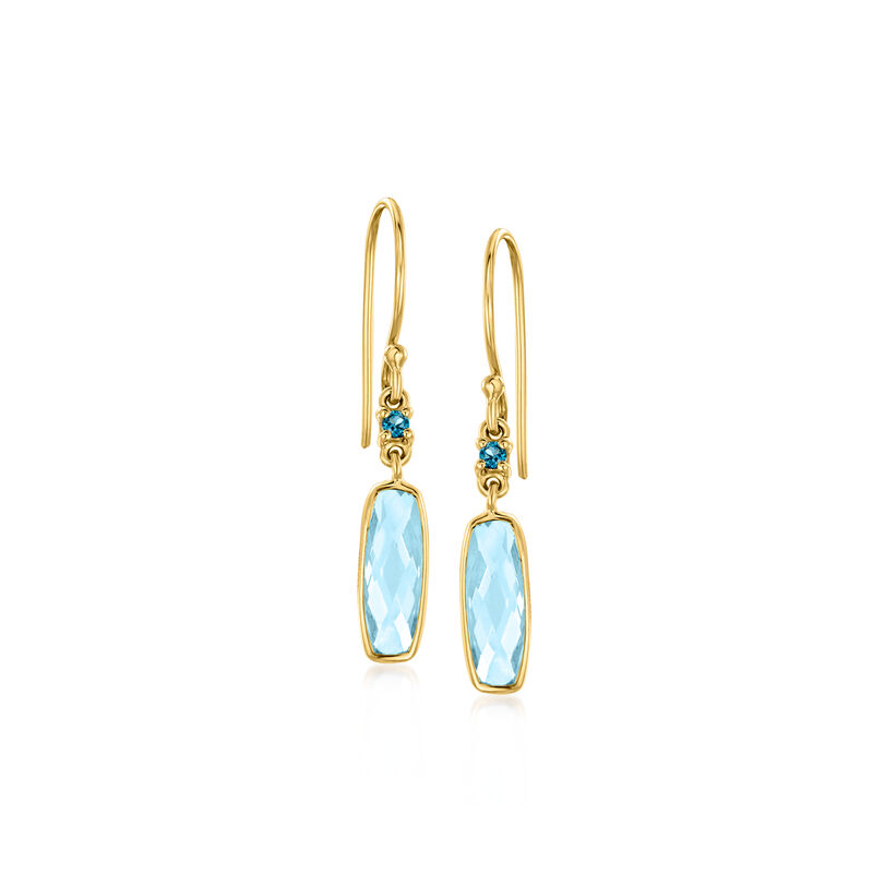 3.30 ct. t.w. Sky and London Blue Topaz Drop Earrings in 18kt Gold Over Sterling image number 0