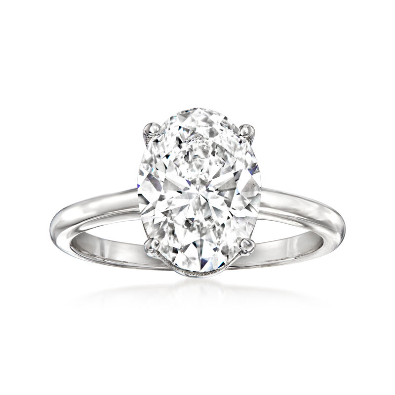 3.00 Carat Oval Lab-Grown Diamond Solitaire Ring in 14kt White Gold image number 0