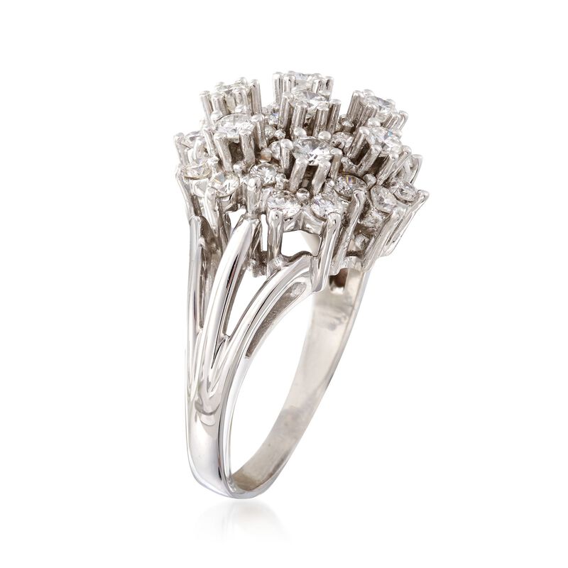 C. 1980 Vintage 2.00 ct. t.w. Diamond Cluster Ring in 14kt White Gold. Size 9.75 image number 2