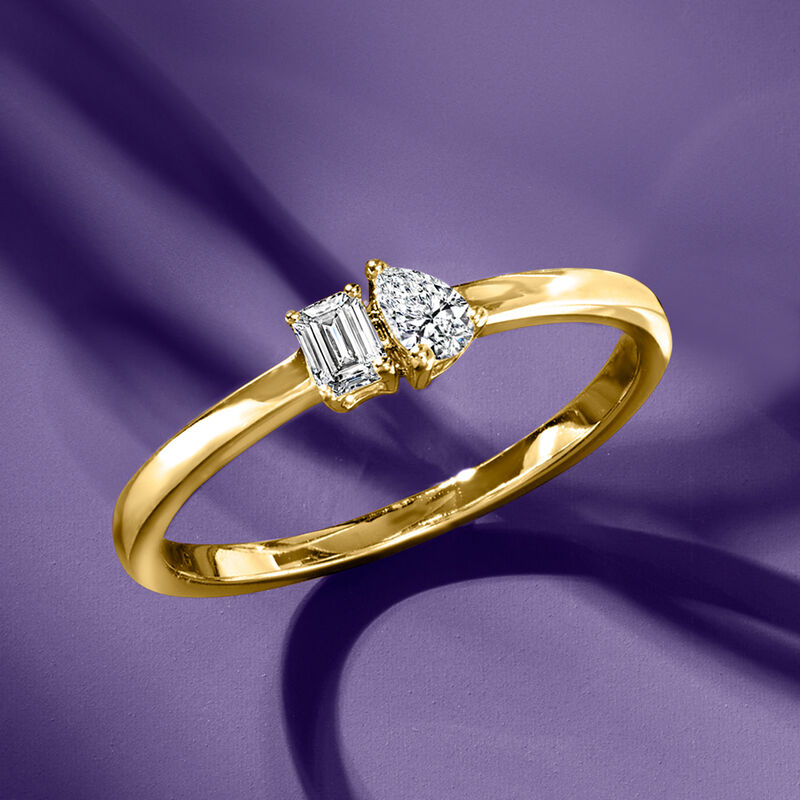.20 ct. t.w. Lab-Grown Diamond Toi et Moi Ring in 14kt Yellow Gold image number 4