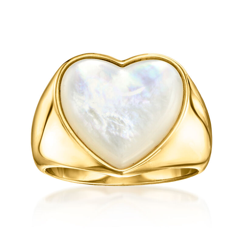 Mother-of-Pearl Heart Ring in 18kt Gold Over Sterling image number 0