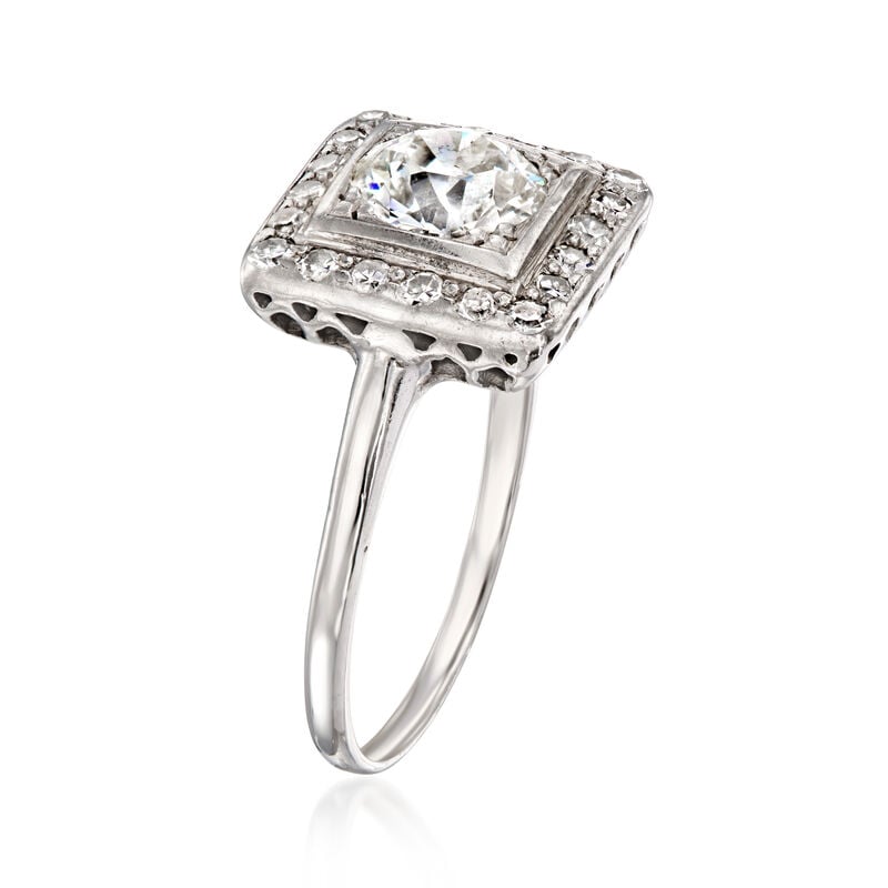C. 1940 Vintage 1.55 ct. t.w. Diamond Square Ring in 14kt White Gold. Size 7 image number 2