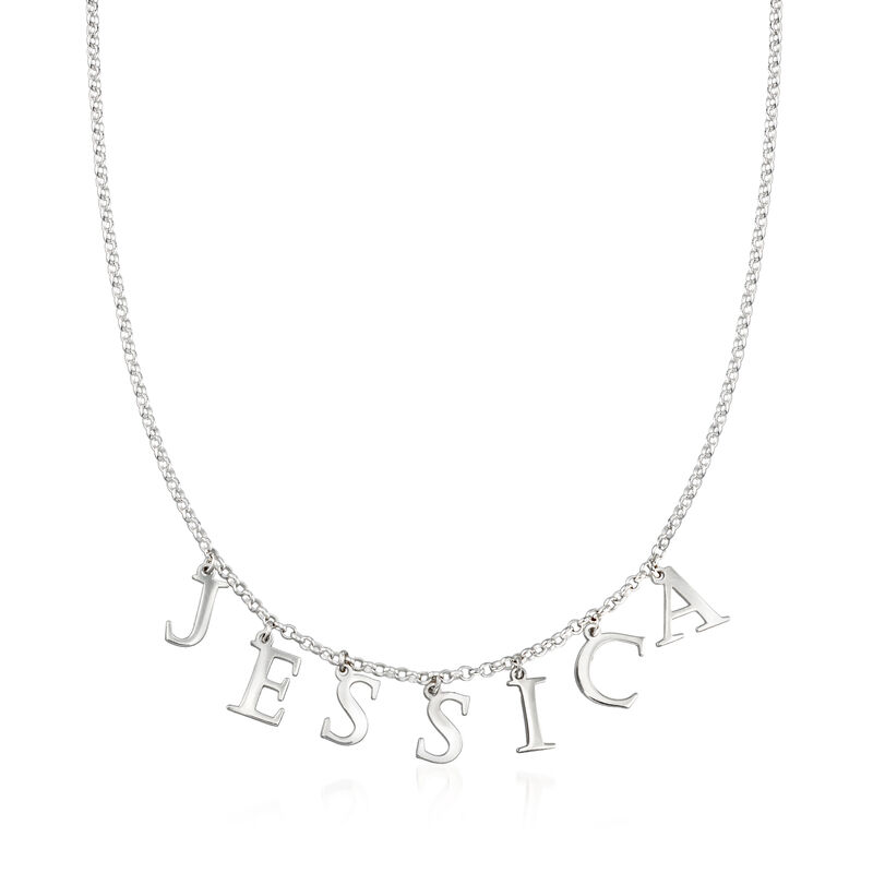 Sterling Silver Personalized Name Charm Necklace. 18&quot; image number 1
