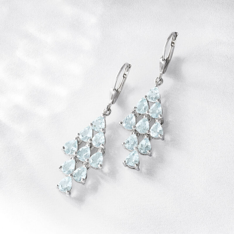 3.70 ct. t.w. Aquamarine Chandelier Earrings in Sterling Silver image number 2