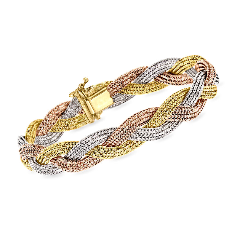 C. 1980 Vintage 18kt Tri-Colored Gold Braided Bracelet image number 0